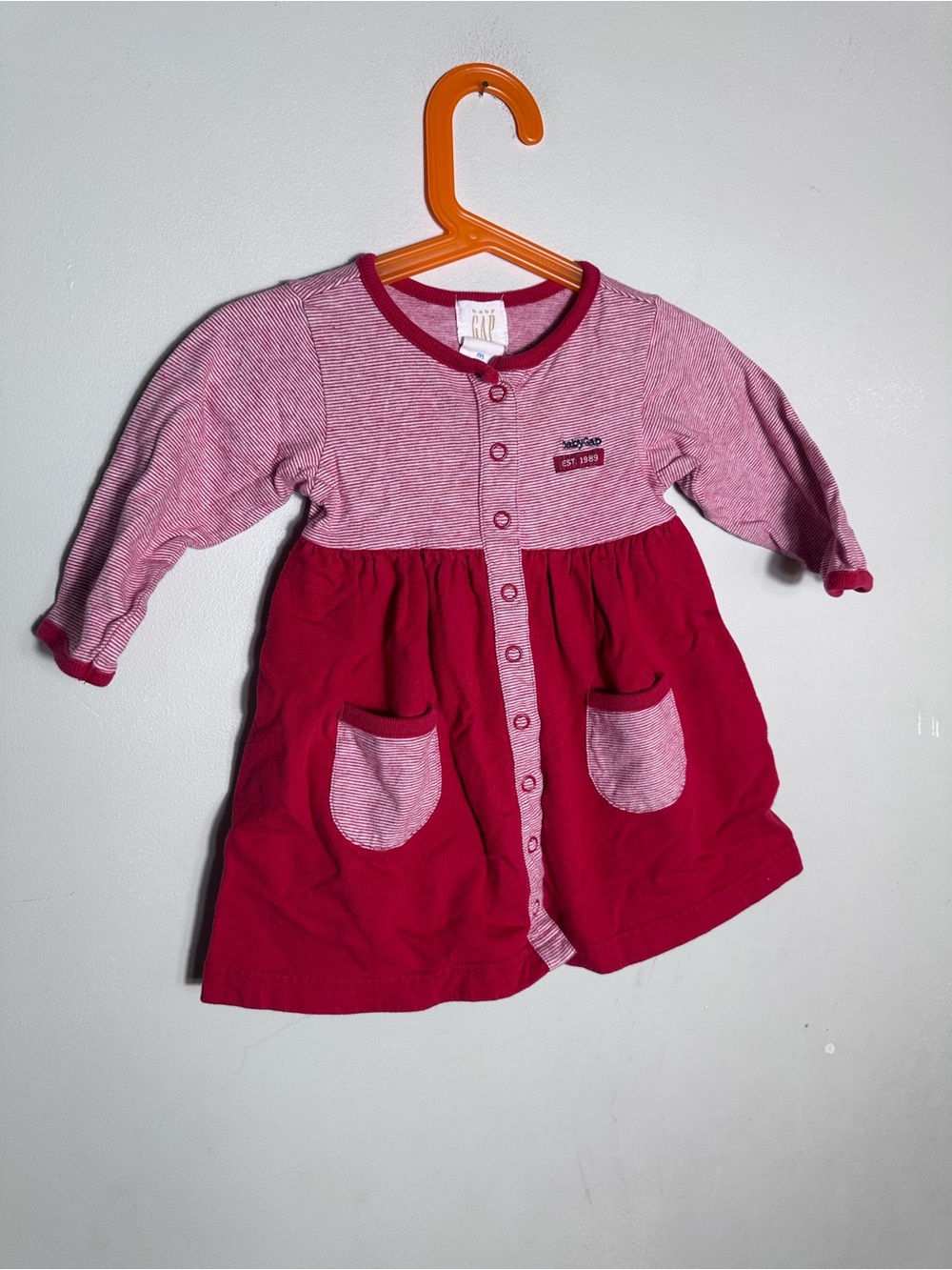 Vintage 90s GAP Striped Baby Dress with Button Front